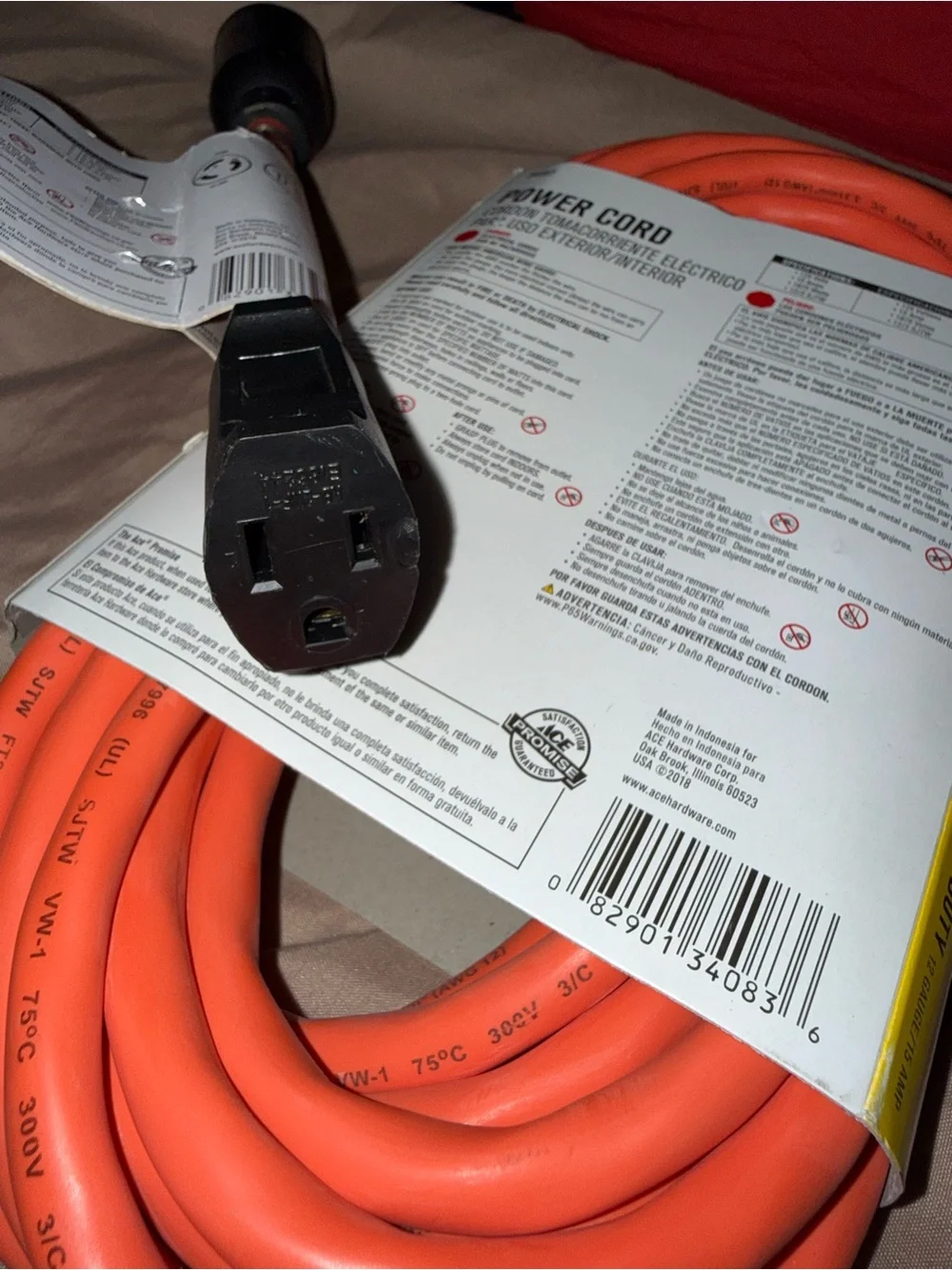 25 ft and RV Adapter Orange Outdoor/Indoor Power Cord